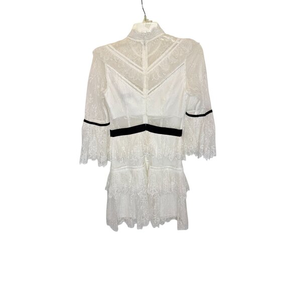 Self-Portrait White Fine Lace Mini Dress NWOT - Size XS - Picture 4 of 9